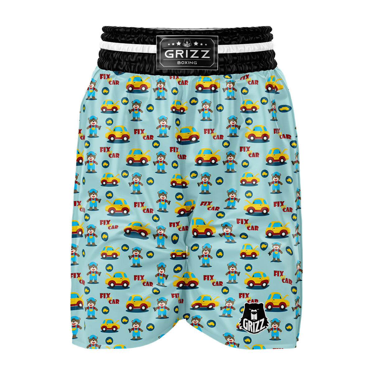 Mechanic Cartoon Print Pattern Boxing Shorts-grizzshop
