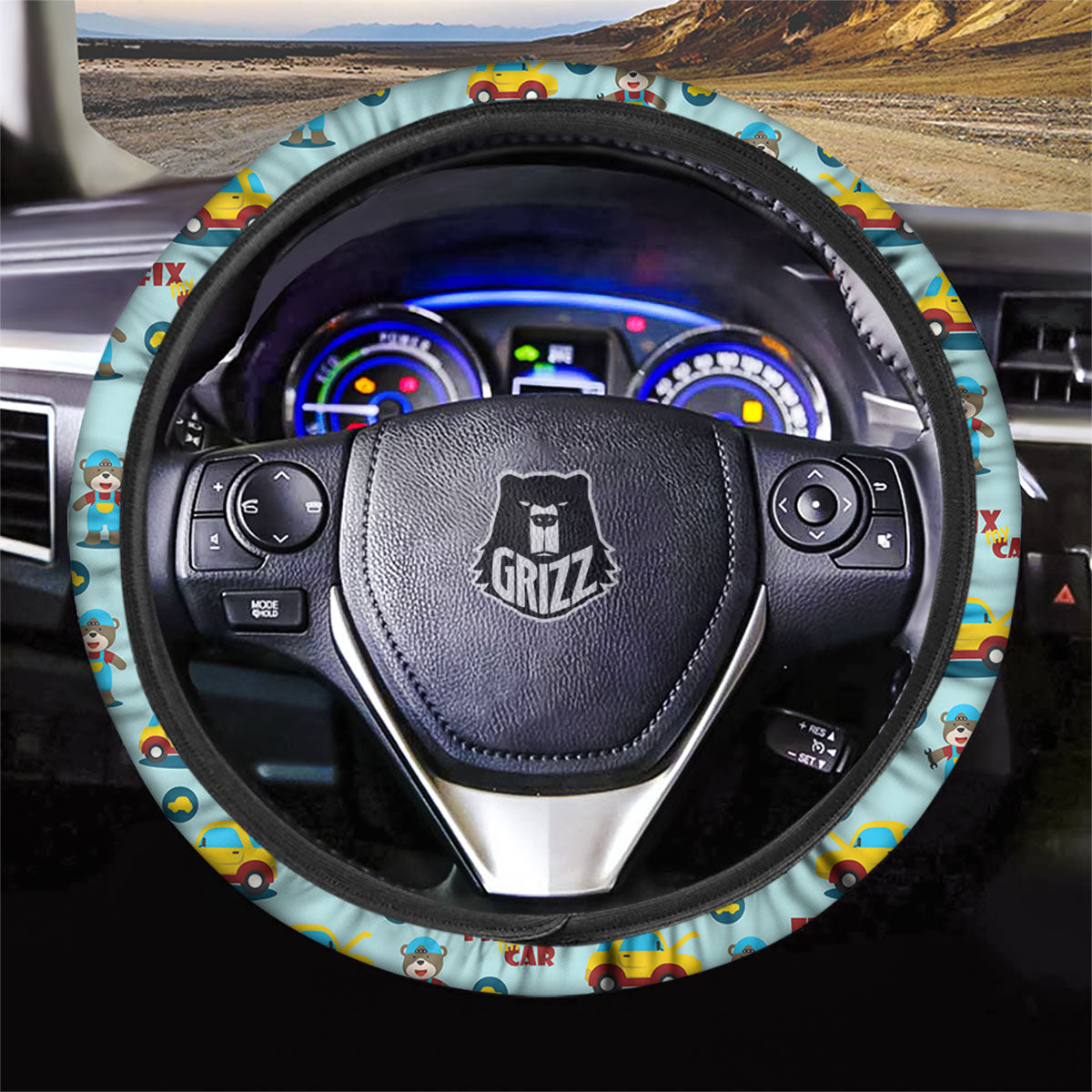 Mechanic Cartoon Print Pattern Car Steering Wheel Cover-grizzshop