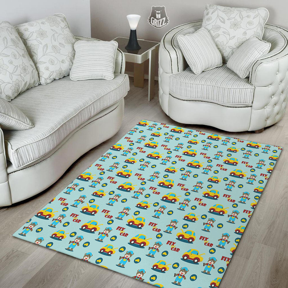 Mechanic Cartoon Print Pattern Floor Mat-grizzshop