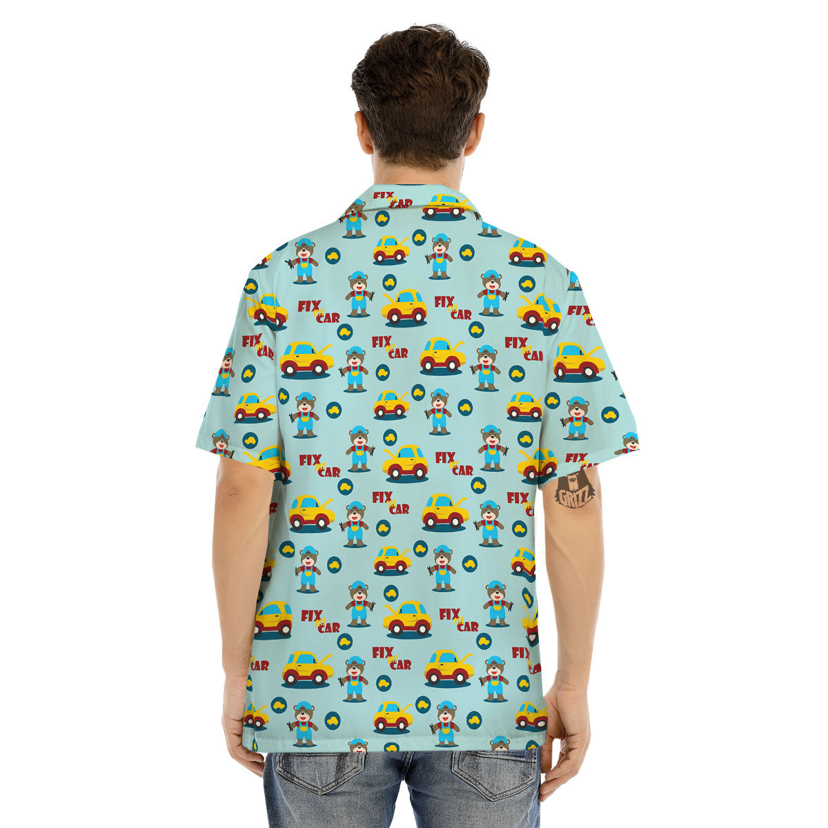 Mechanic Cartoon Print Pattern Men's Hawaiian Shirt-grizzshop