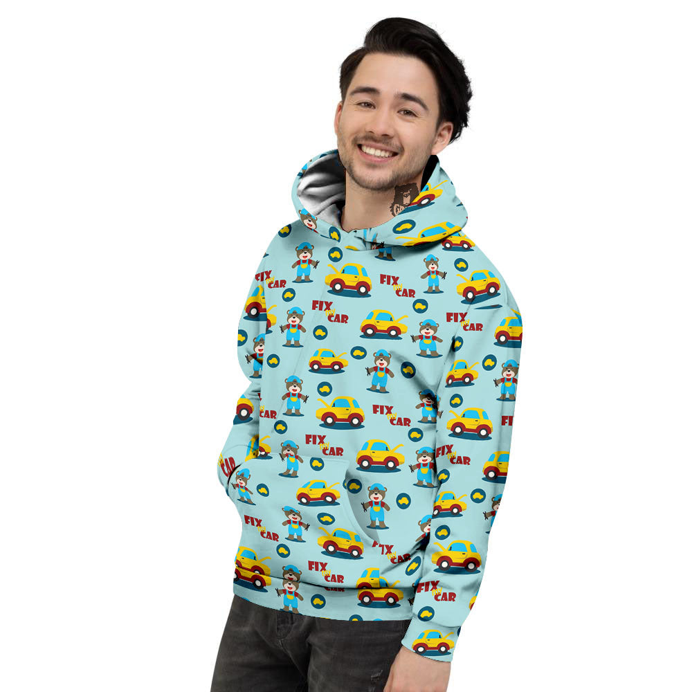 Mechanic Cartoon Print Pattern Men's Hoodie-grizzshop