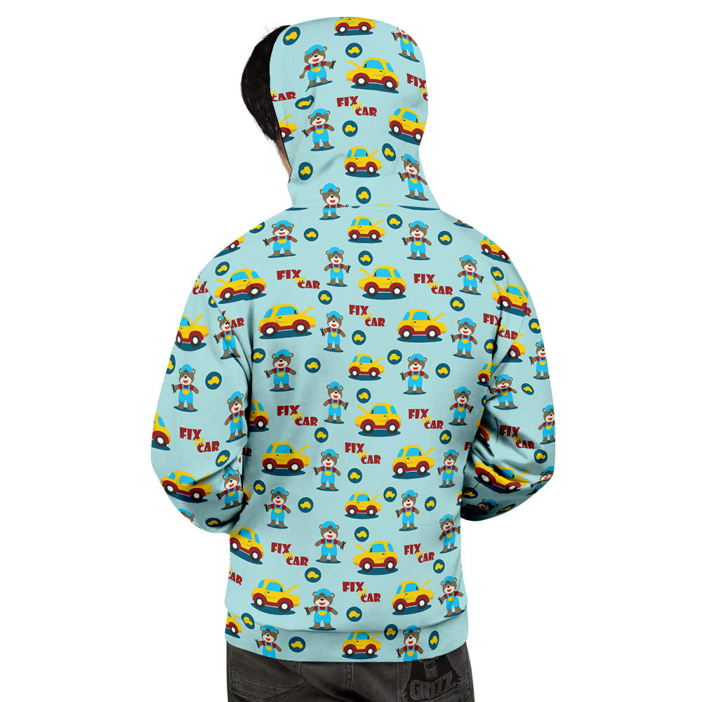 Mechanic Cartoon Print Pattern Men's Hoodie-grizzshop