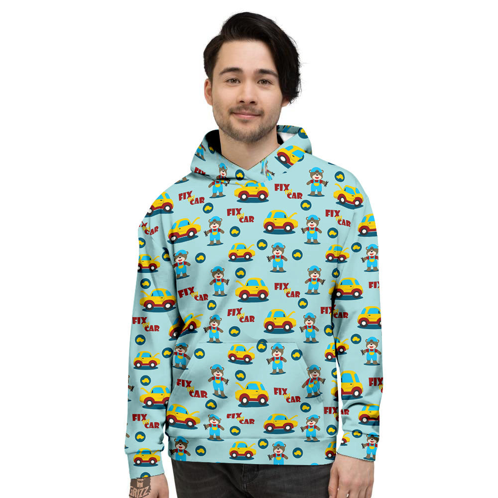 Mechanic Cartoon Print Pattern Men's Hoodie-grizzshop