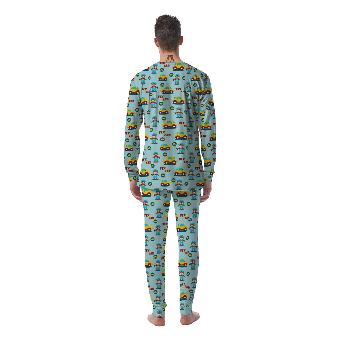 Mechanic Cartoon Print Pattern Men's Pajamas-grizzshop