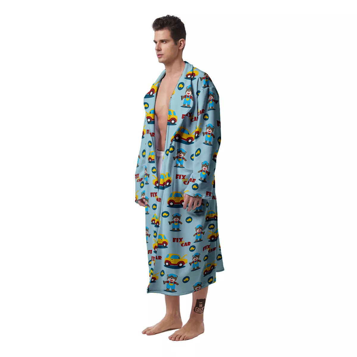 Mechanic Cartoon Print Pattern Men's Robe-grizzshop