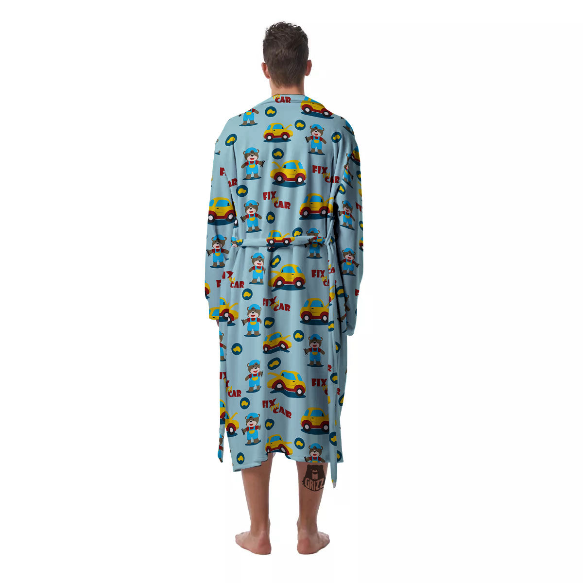 Mechanic Cartoon Print Pattern Men's Robe-grizzshop
