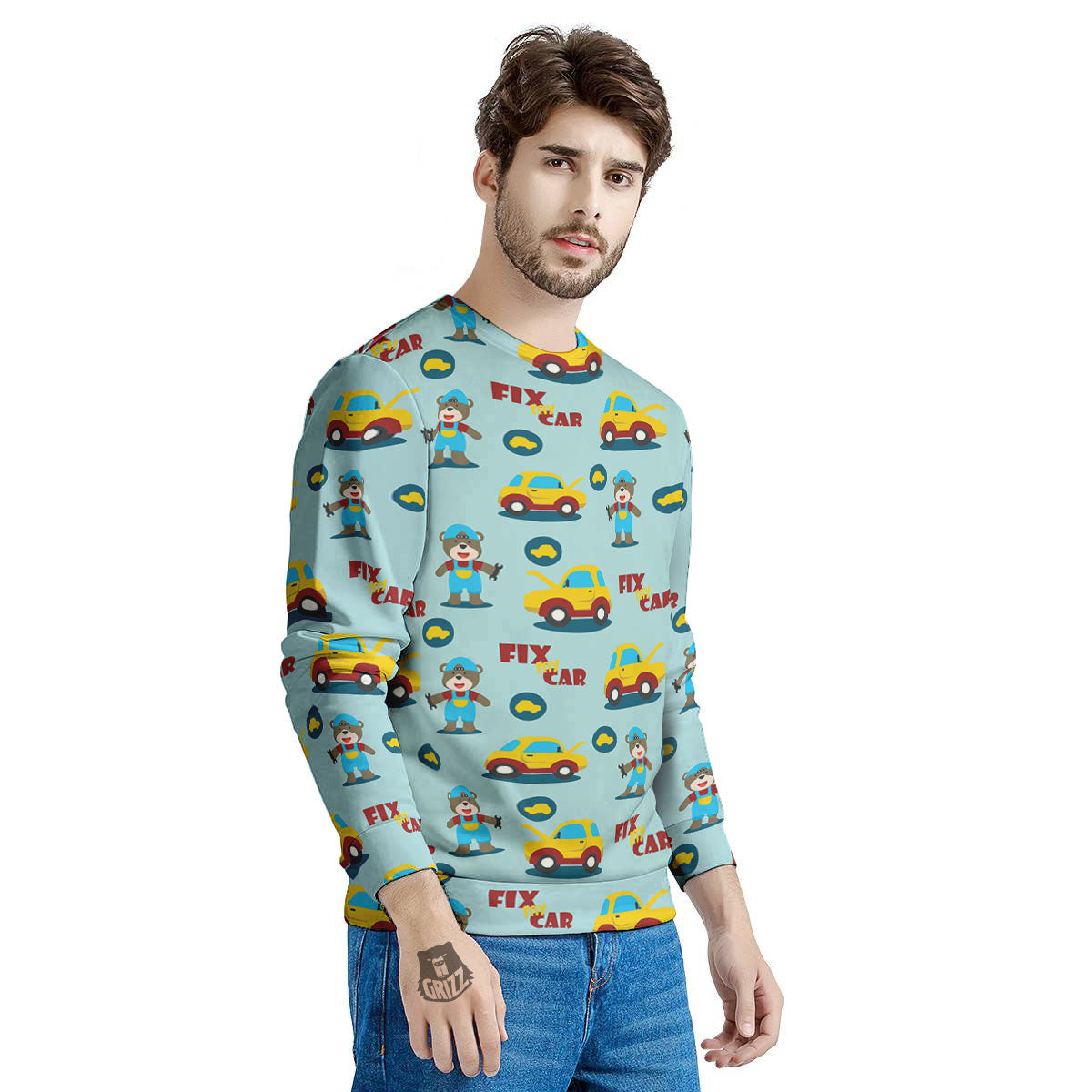 Mechanic Cartoon Print Pattern Men's Sweatshirt-grizzshop