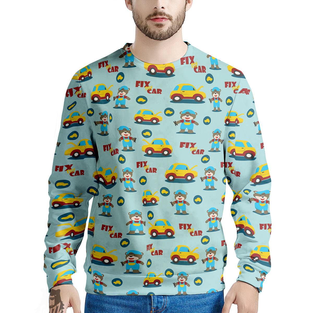 Mechanic Cartoon Print Pattern Men's Sweatshirt-grizzshop
