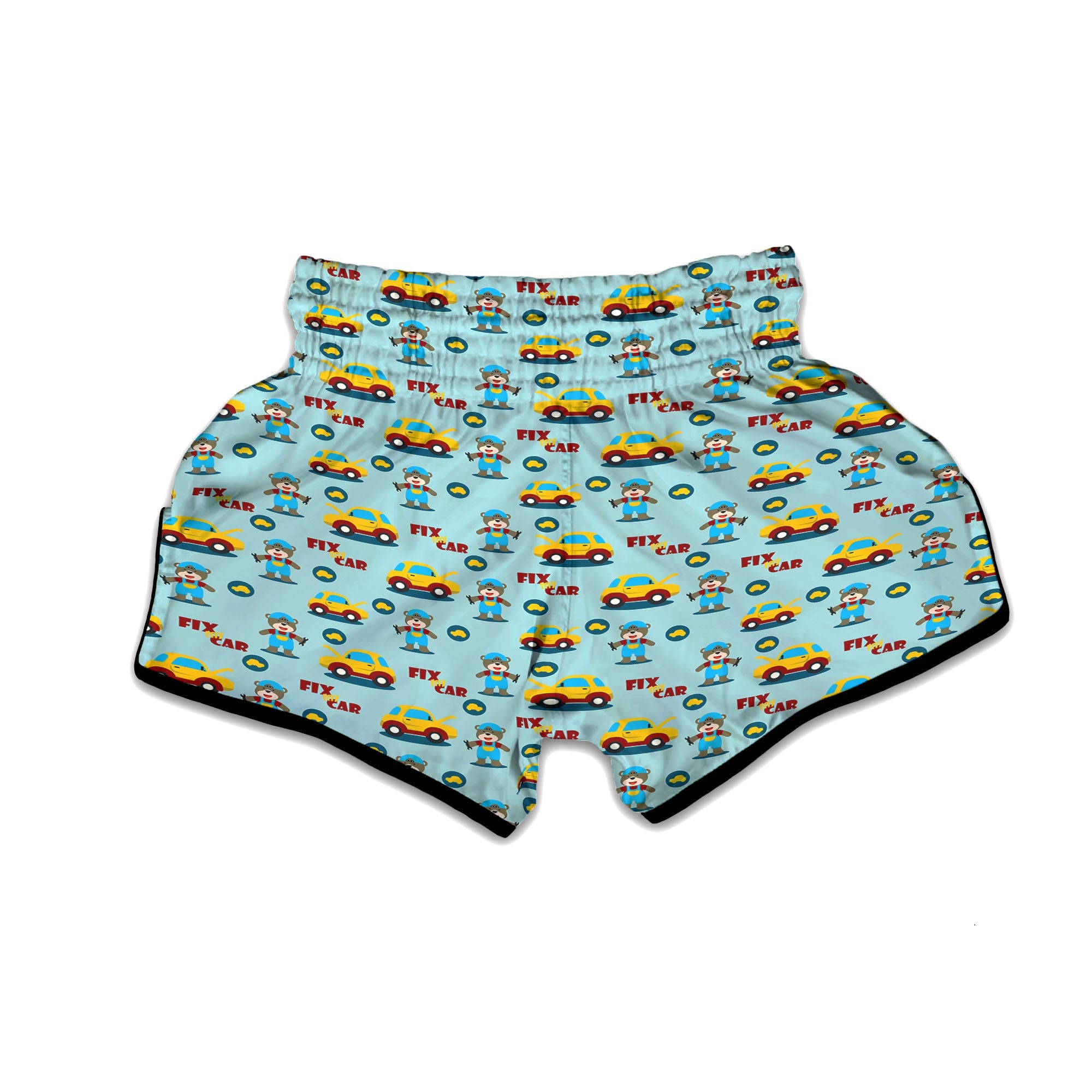 Mechanic Cartoon Print Pattern Muay Thai Boxing Shorts-grizzshop