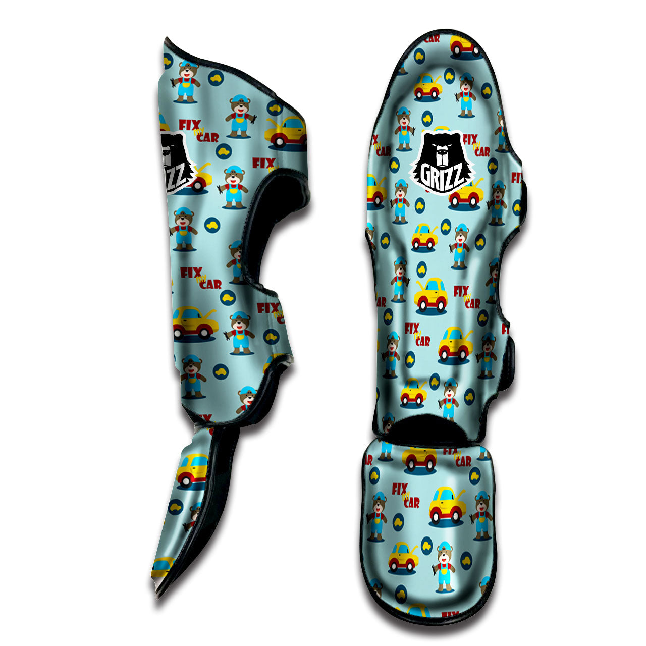 Mechanic Cartoon Print Pattern Muay Thai Shin Guards-grizzshop
