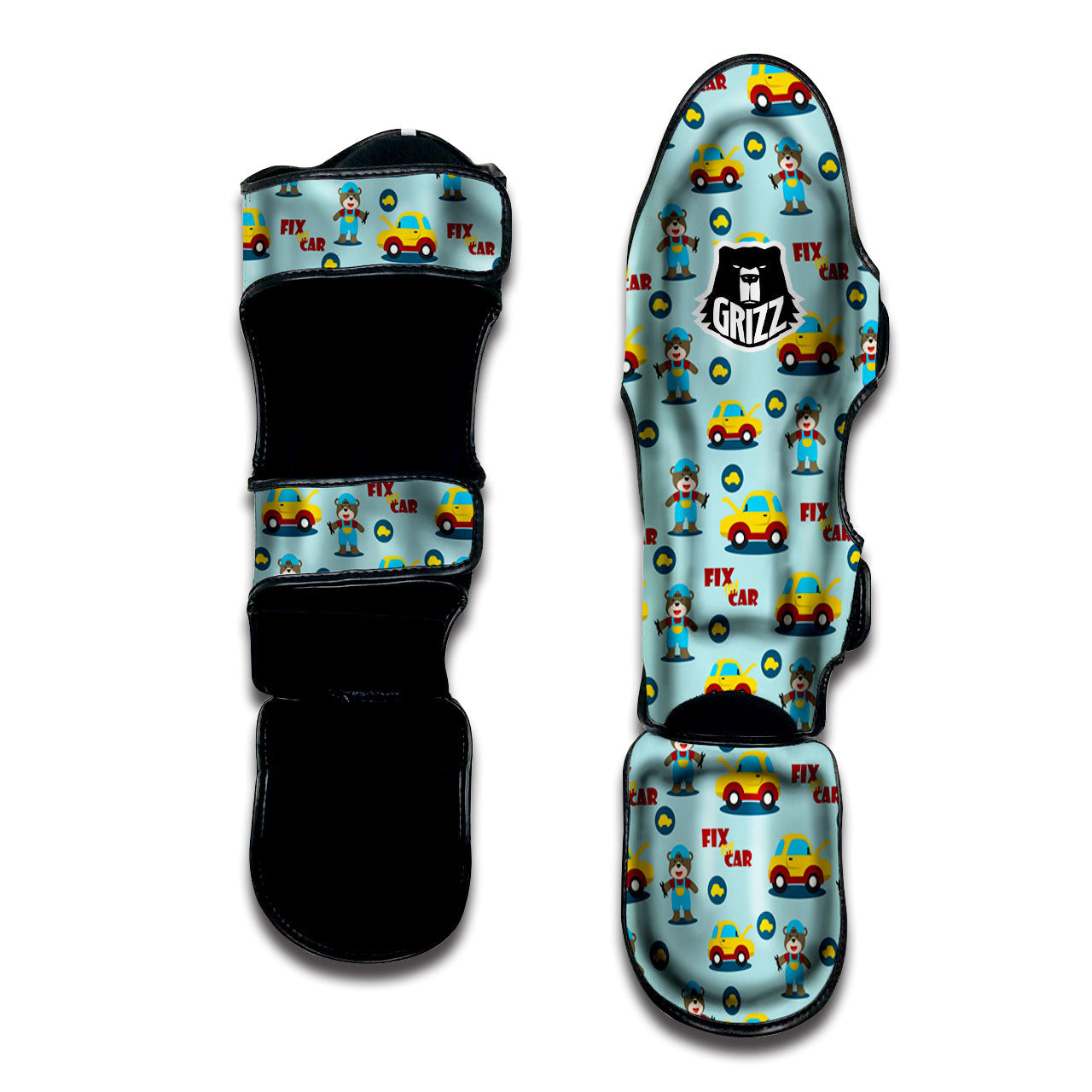 Mechanic Cartoon Print Pattern Muay Thai Shin Guards-grizzshop