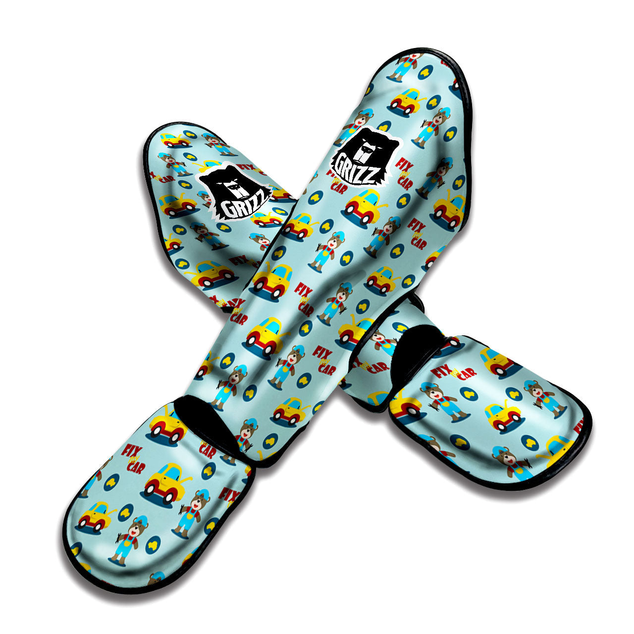 Mechanic Cartoon Print Pattern Muay Thai Shin Guards-grizzshop
