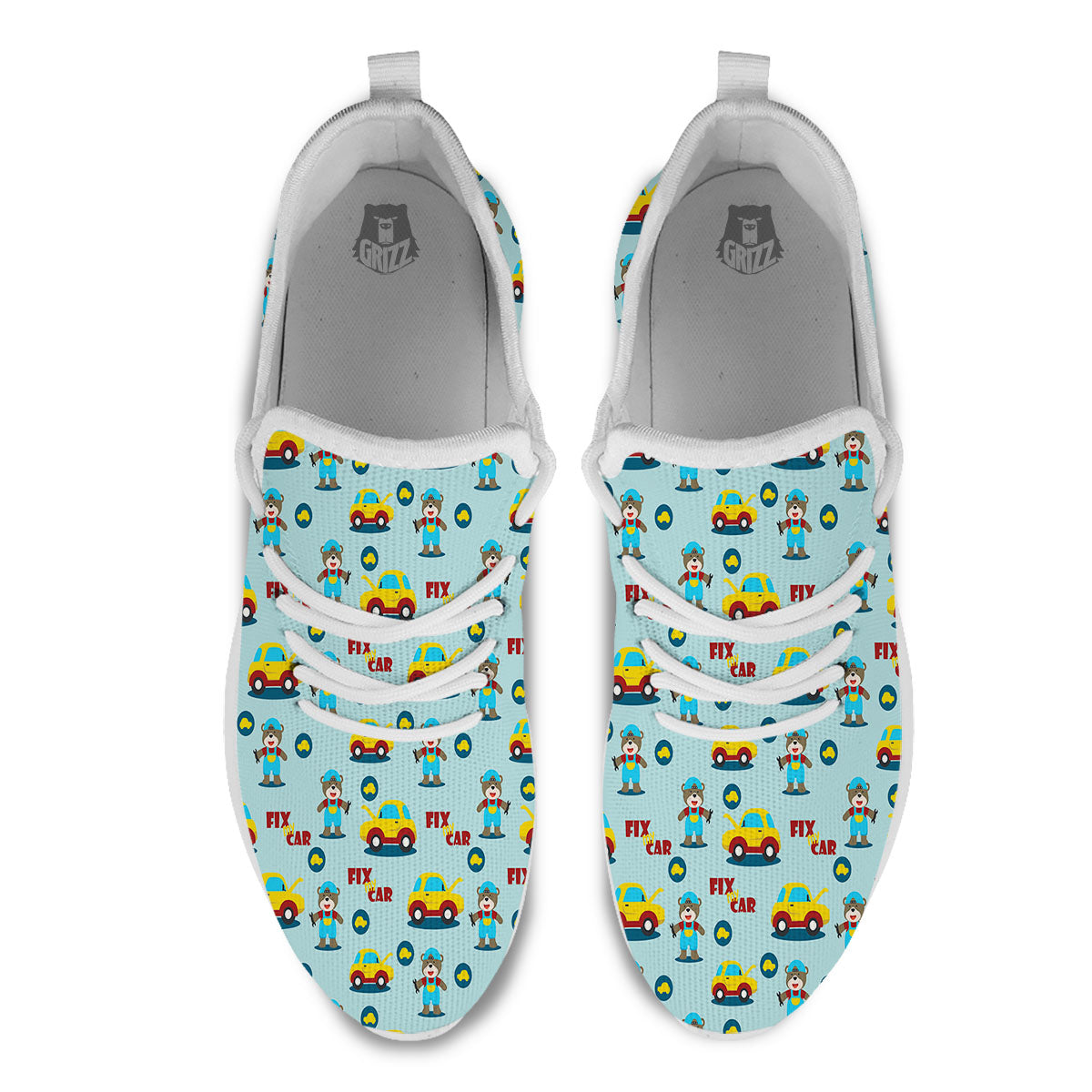 Mechanic Cartoon Print Pattern White Athletic Shoes-grizzshop