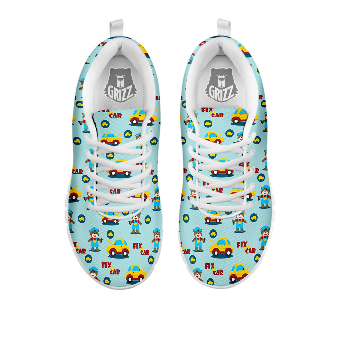 Mechanic Cartoon Print Pattern White Sneaker-grizzshop