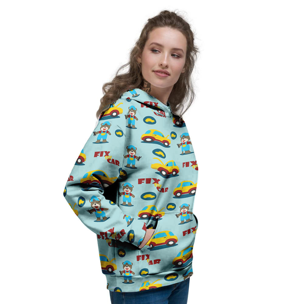 Mechanic Cartoon Print Pattern Women's Hoodie-grizzshop