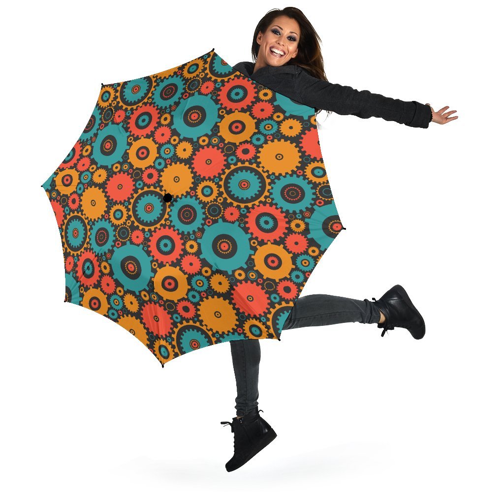 Mechanic Colorful Pattern Print Automatic Foldable Umbrella-grizzshop