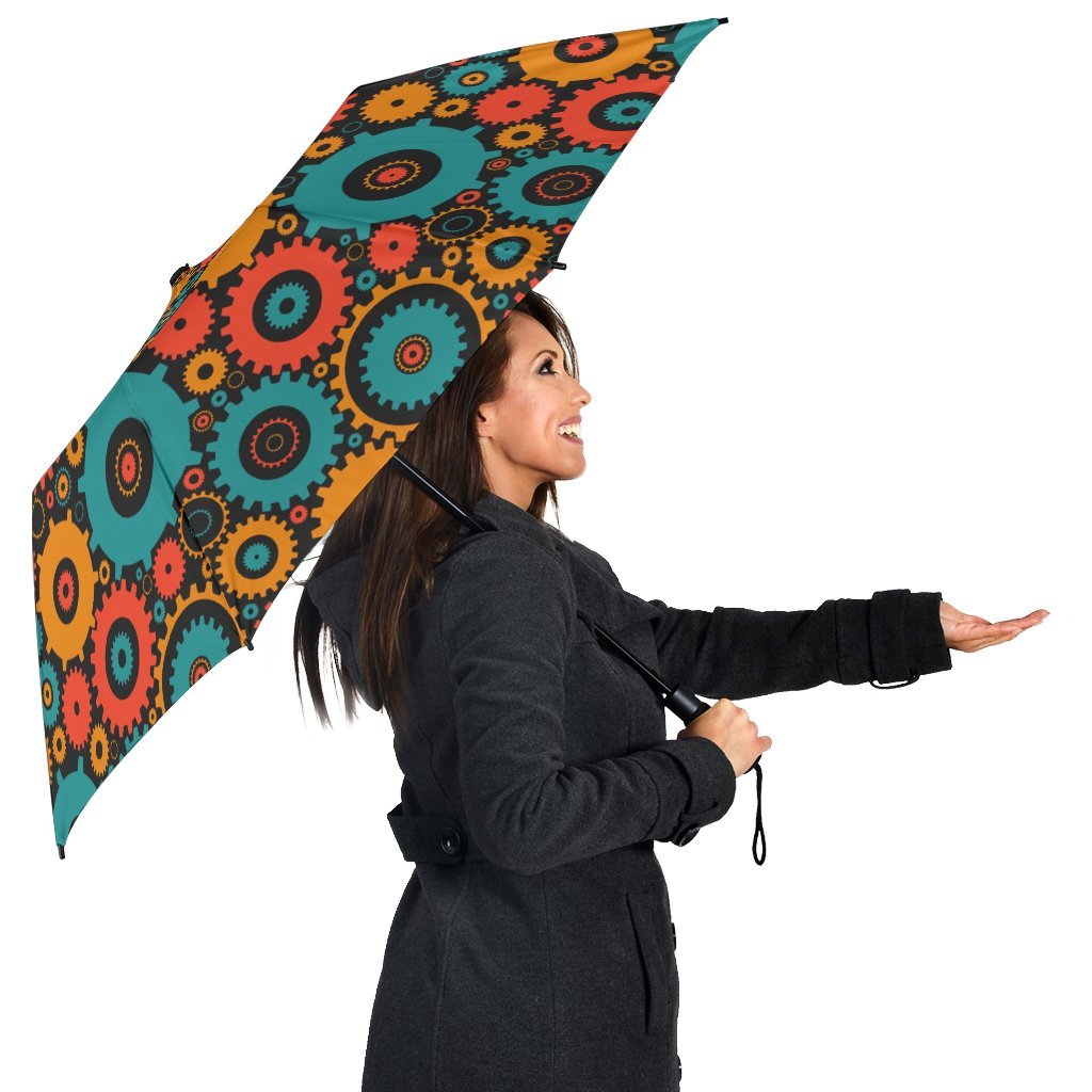Mechanic Colorful Pattern Print Automatic Foldable Umbrella-grizzshop