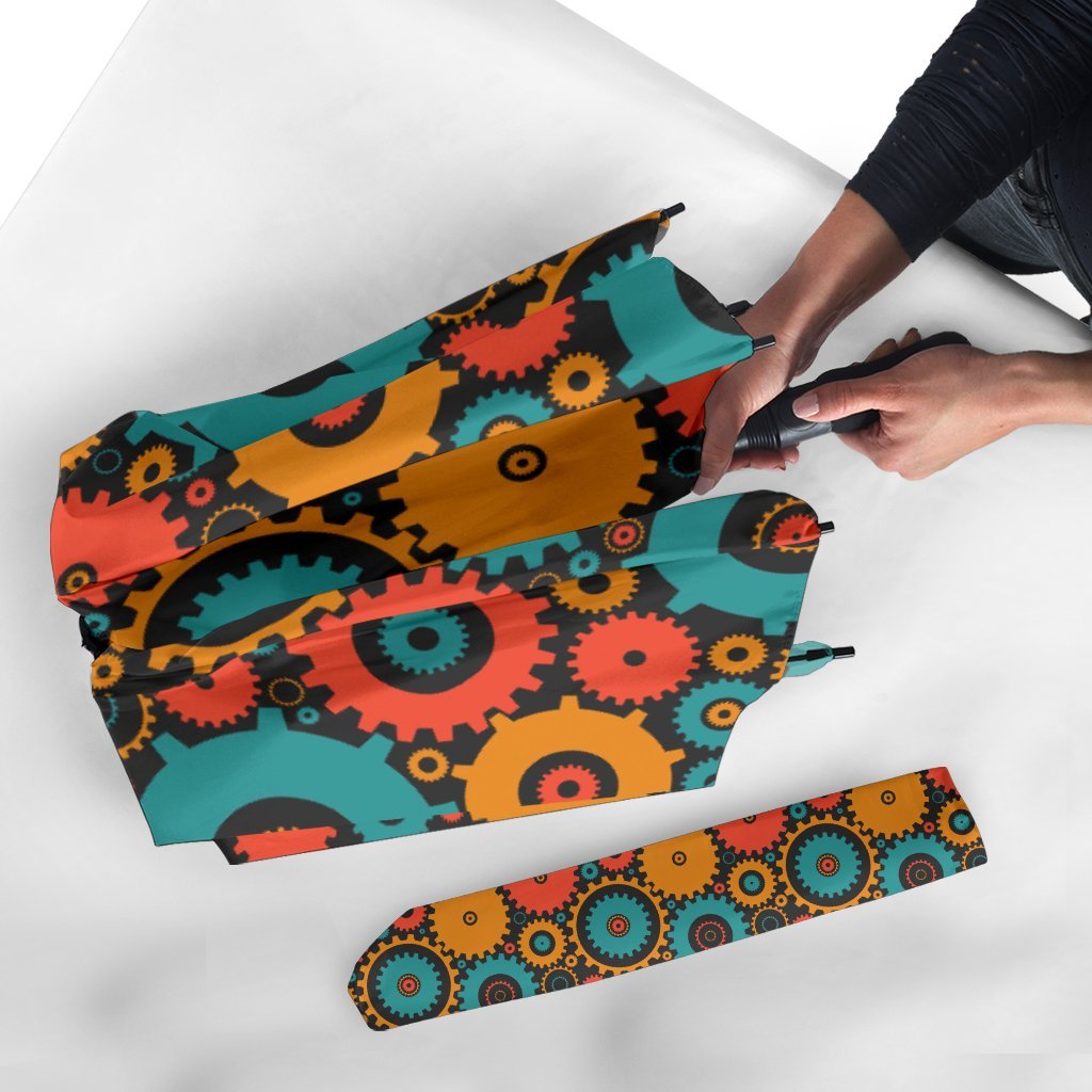 Mechanic Colorful Pattern Print Automatic Foldable Umbrella-grizzshop