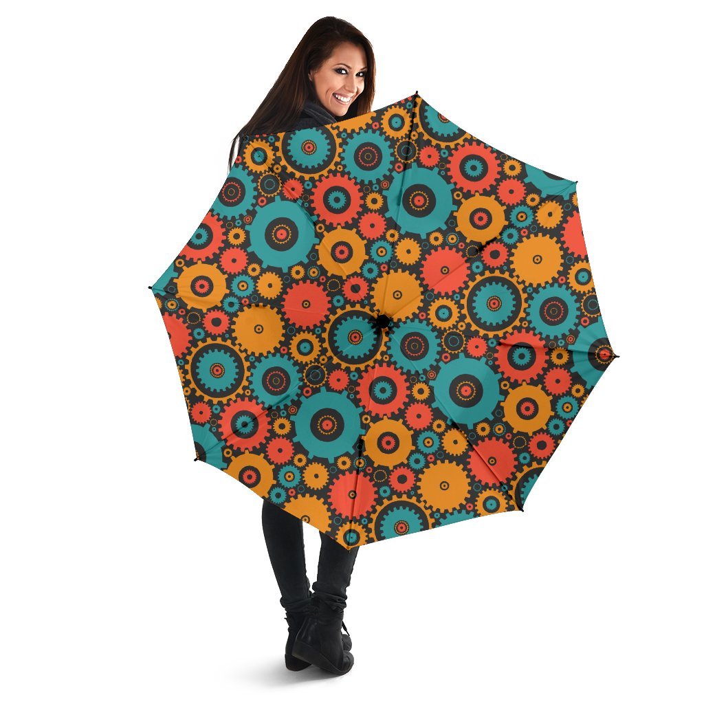 Mechanic Colorful Pattern Print Automatic Foldable Umbrella-grizzshop