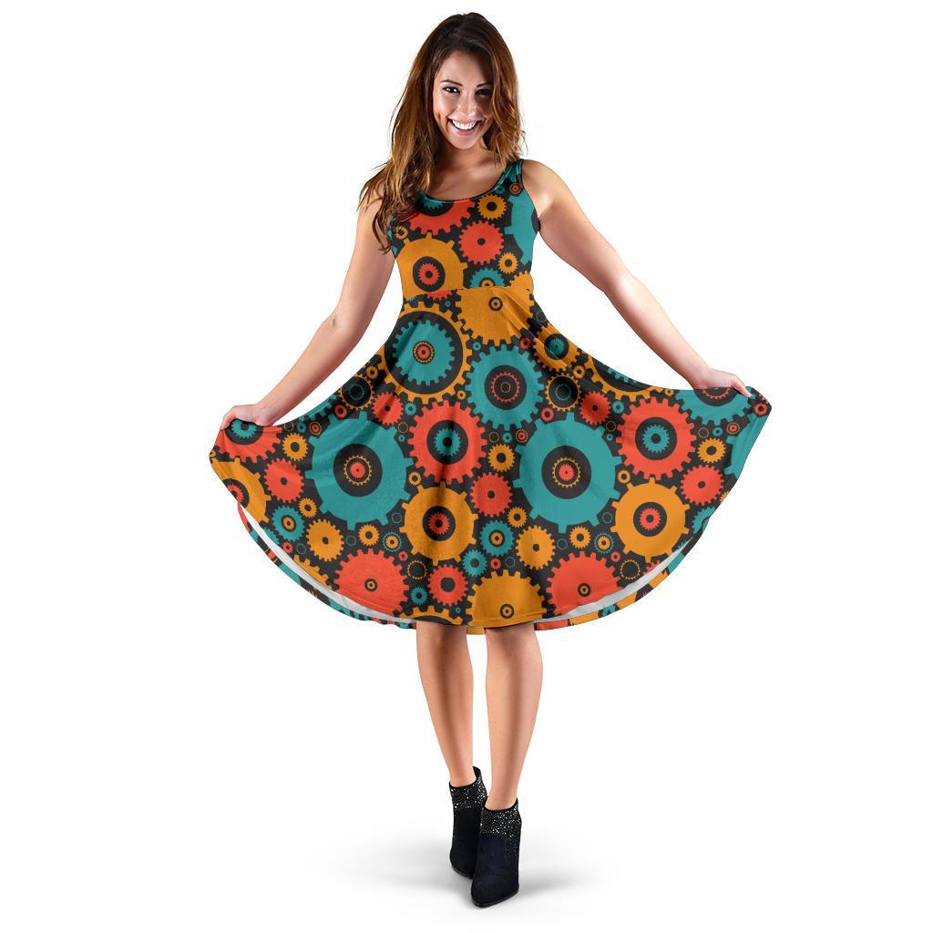 Mechanic Colorful Pattern Print Dress-grizzshop