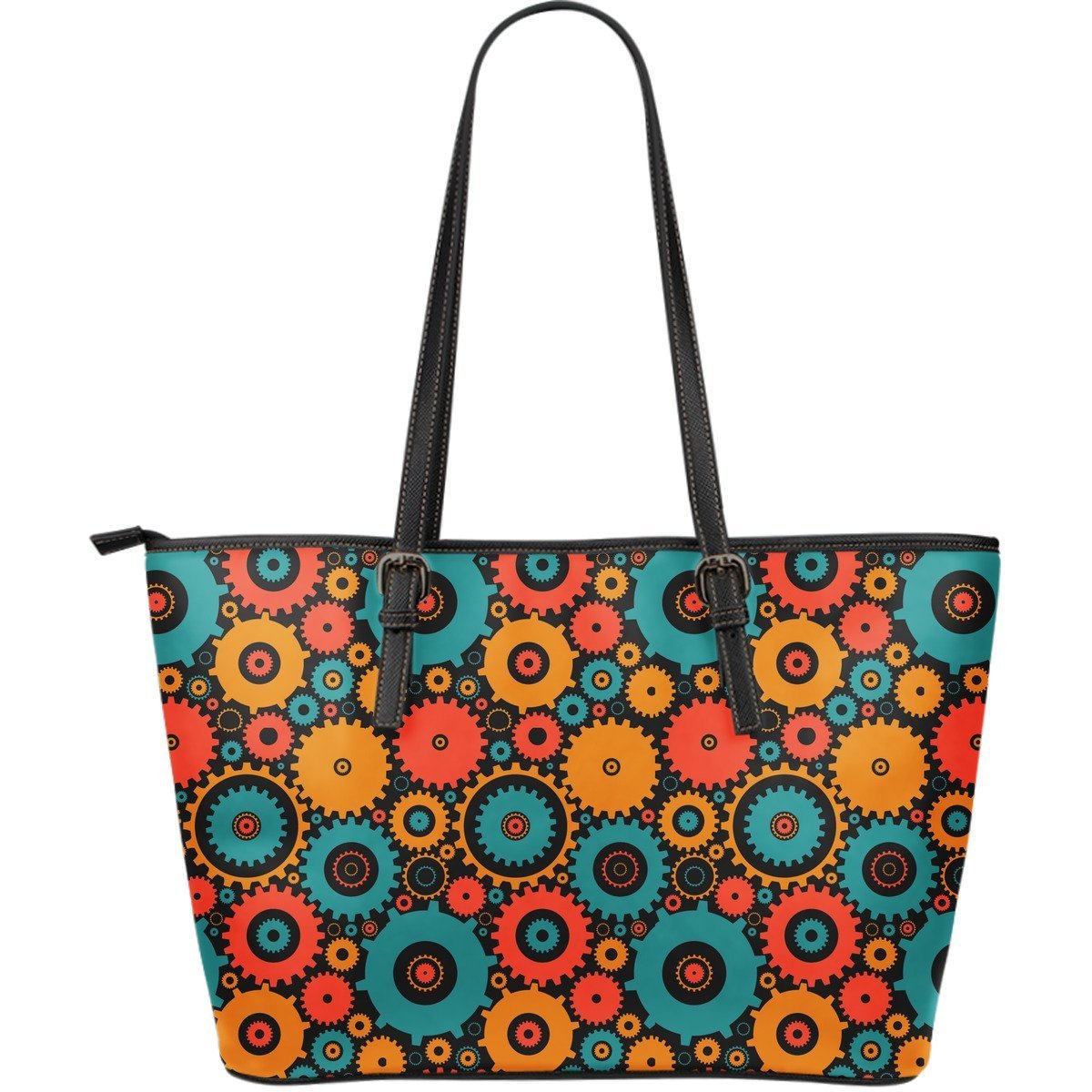 Mechanic Colorful Pattern Print Leather Tote Bag-grizzshop