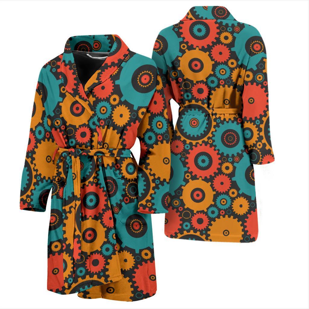 Mechanic Colorful Pattern Print Men Long Robe-grizzshop