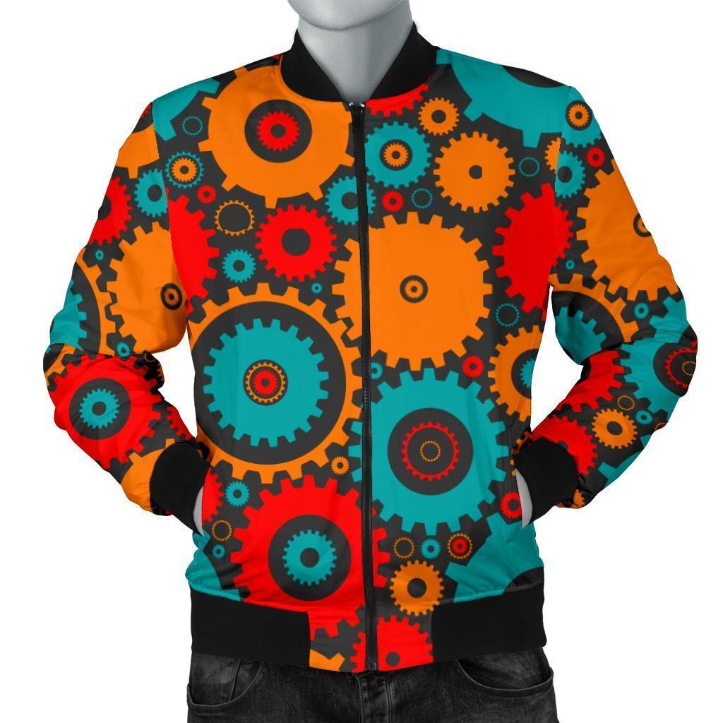 Mechanic Colorful Pattern Print Men's Bomber Jacket-grizzshop