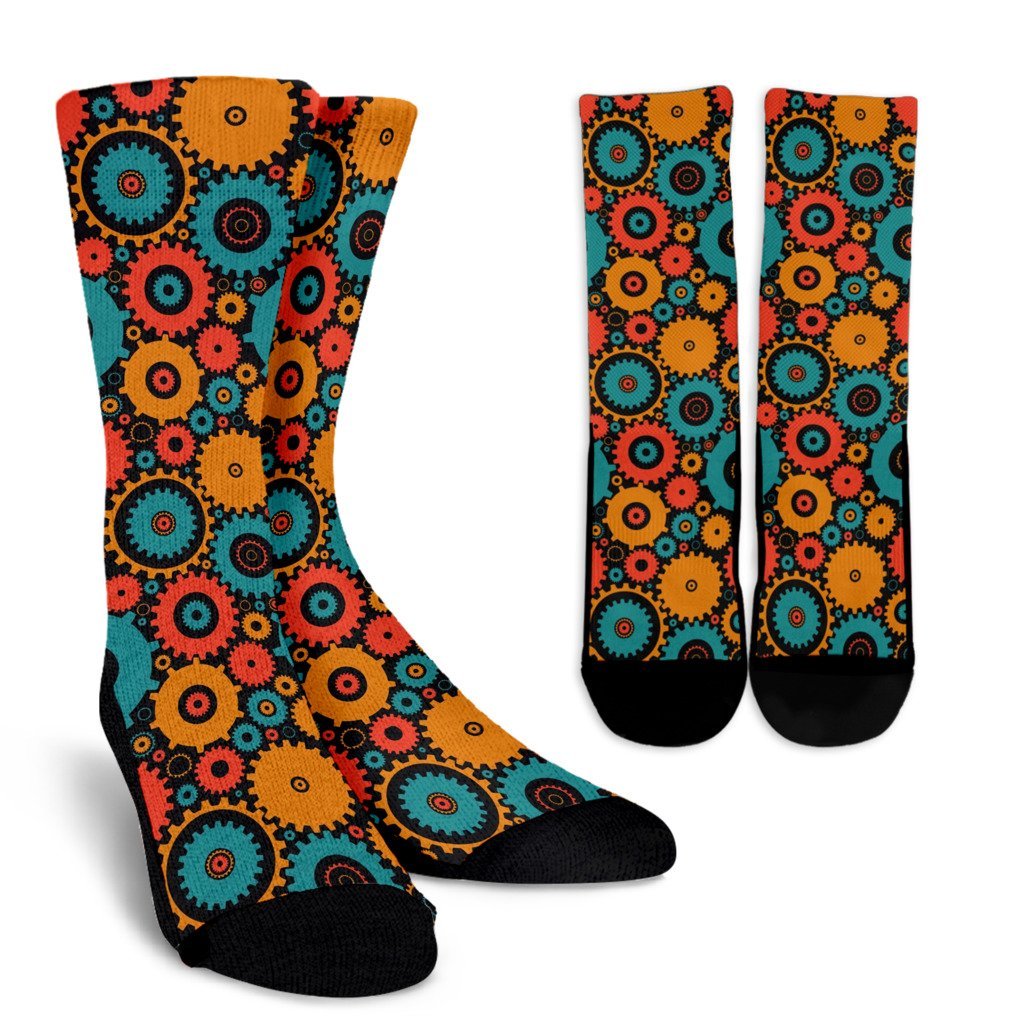 Mechanic Colorful Pattern Print Unisex Crew Socks-grizzshop