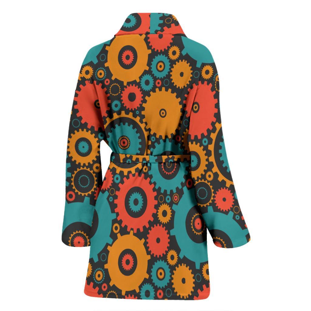 Mechanic Colorful Pattern Print Women Long Robe-grizzshop