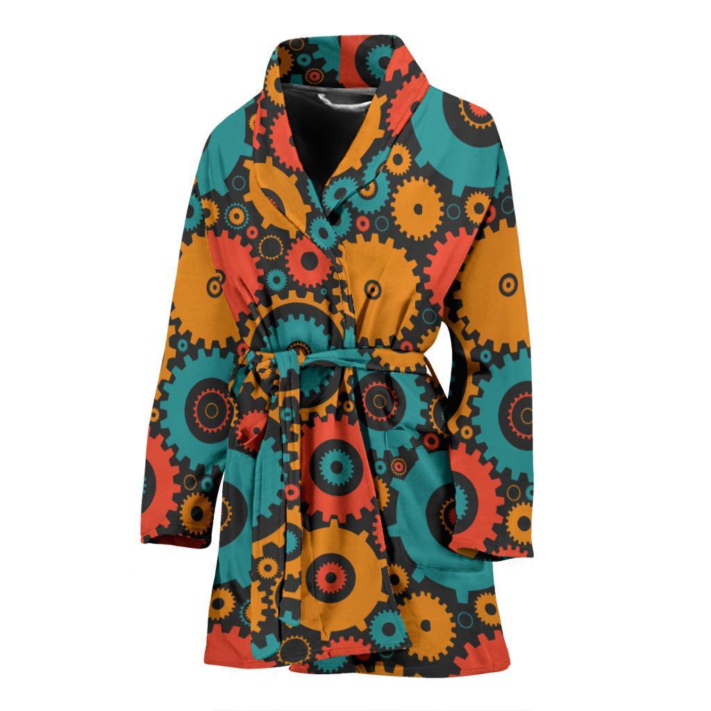 Mechanic Colorful Pattern Print Women Long Robe-grizzshop