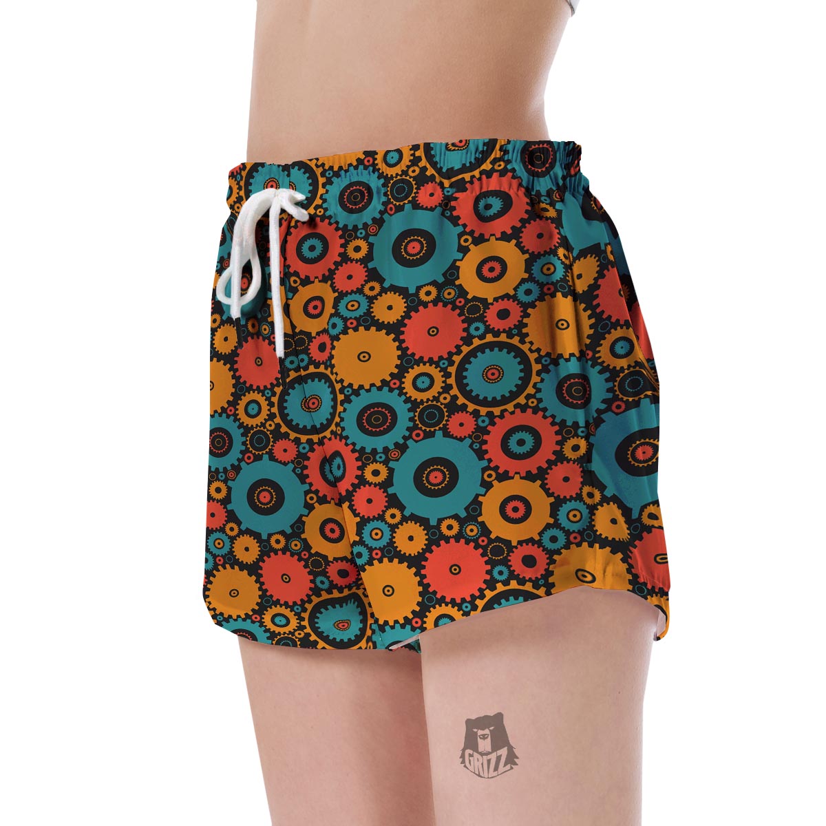 Mechanic Colorful Pattern Print Women's Shorts-grizzshop