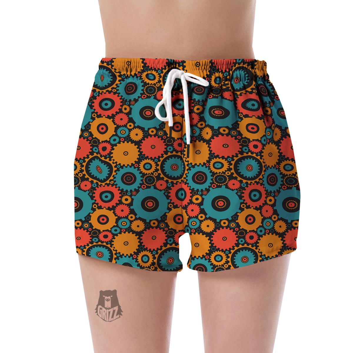 Mechanic Colorful Pattern Print Women's Shorts-grizzshop