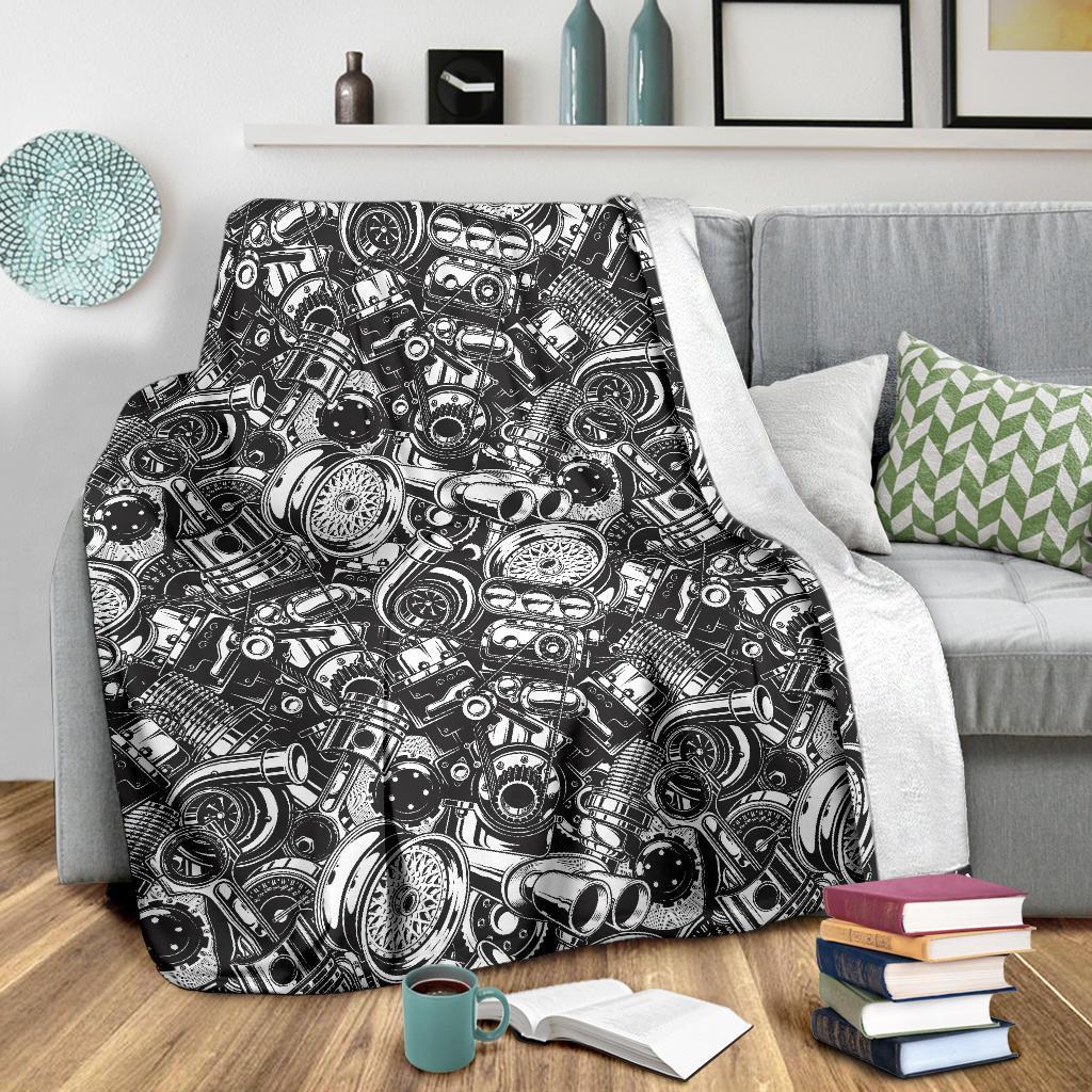 Mechanic Pattern Print Blanket-grizzshop