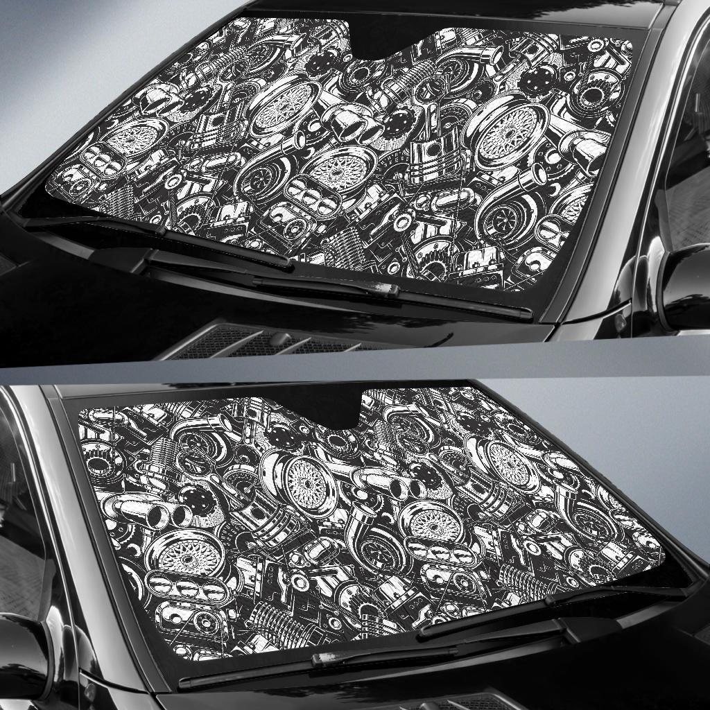 Mechanic Pattern Print Car Sun Shade-grizzshop