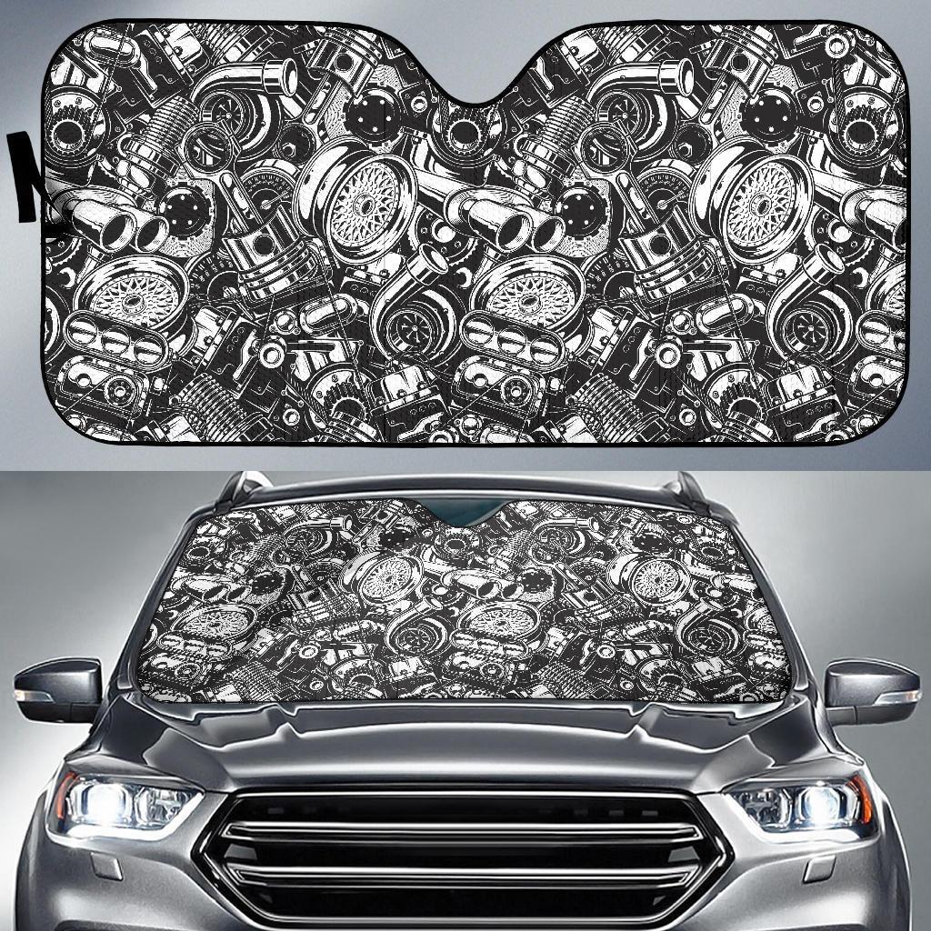 Mechanic Pattern Print Car Sun Shade-grizzshop