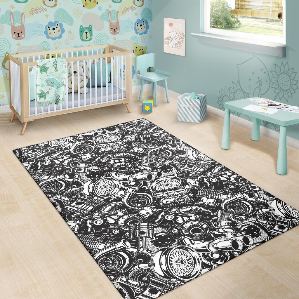 Mechanic Pattern Print Floor Mat-grizzshop