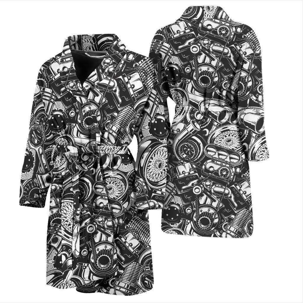 Mechanic Pattern Print Men Long Robe-grizzshop