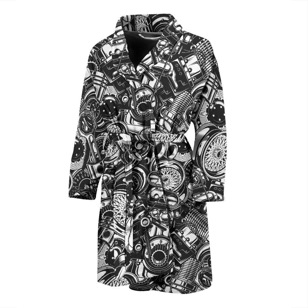 Mechanic Pattern Print Men Long Robe-grizzshop