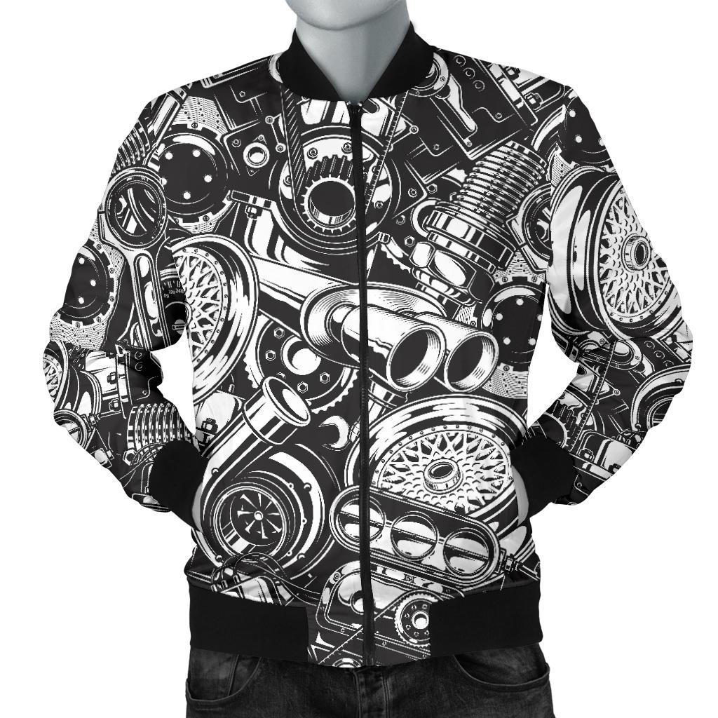 Mechanic Pattern Print Men's Bomber Jacket-grizzshop