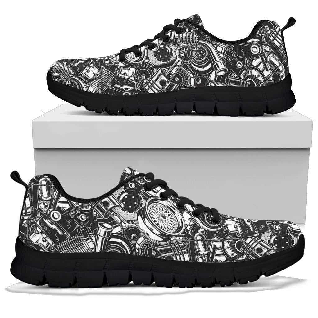 Mechanic Pattern Print Sneaker Shoes For Men Women-grizzshop