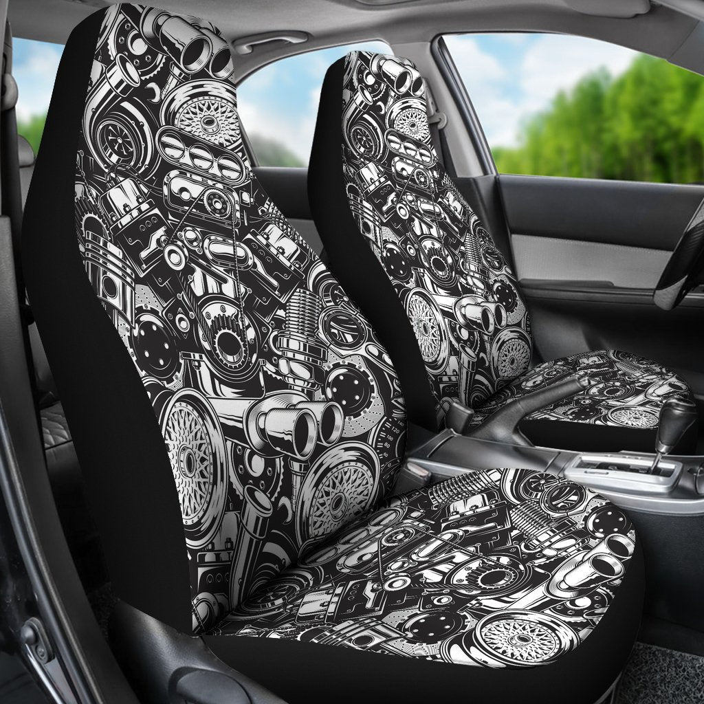 Mechanic Pattern Print Universal Fit Car Seat Covers-grizzshop