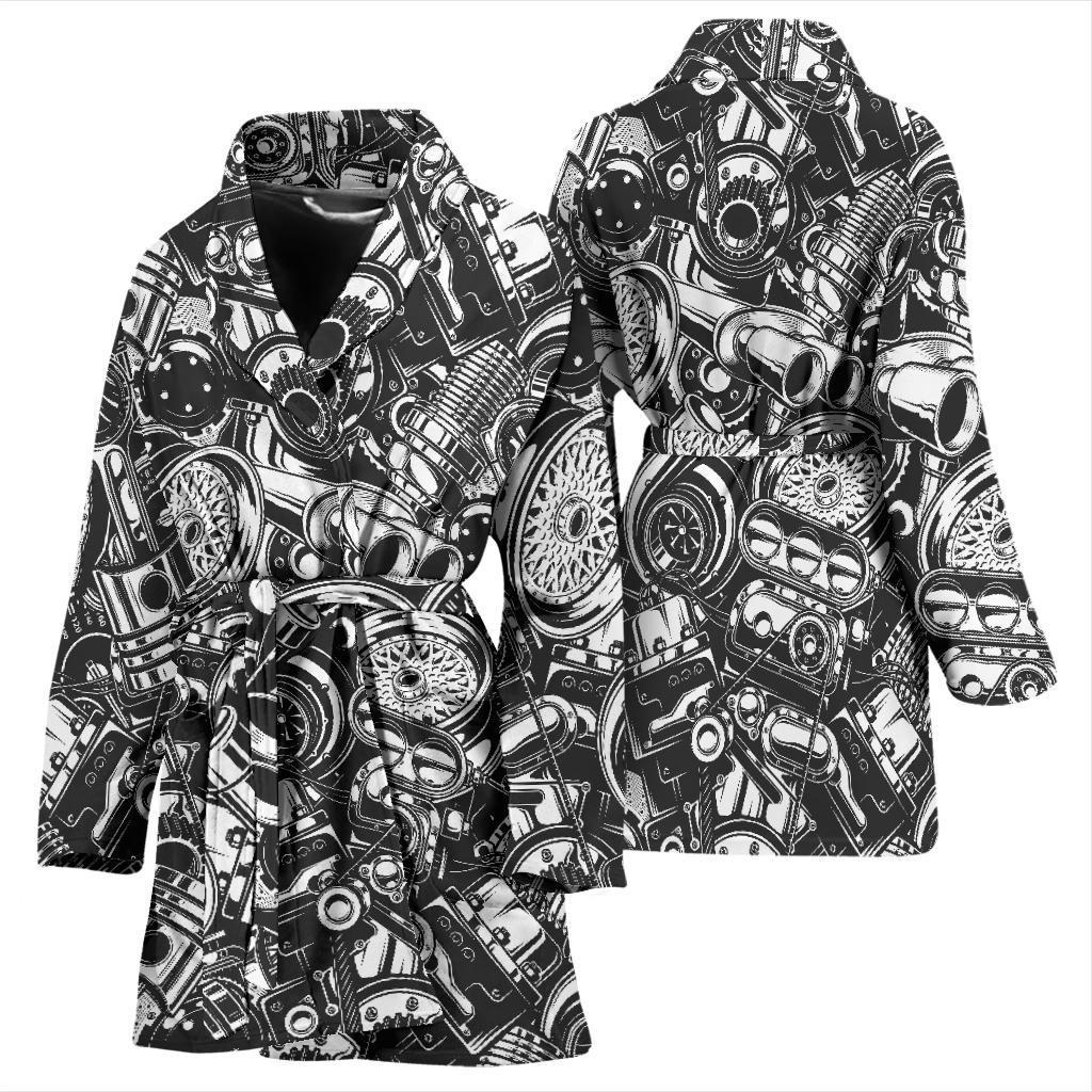 Mechanic Pattern Print Women Long Robe-grizzshop