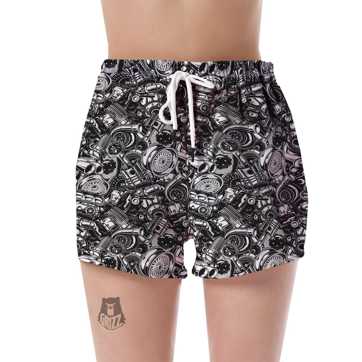 Mechanic Pattern Print Women's Shorts-grizzshop
