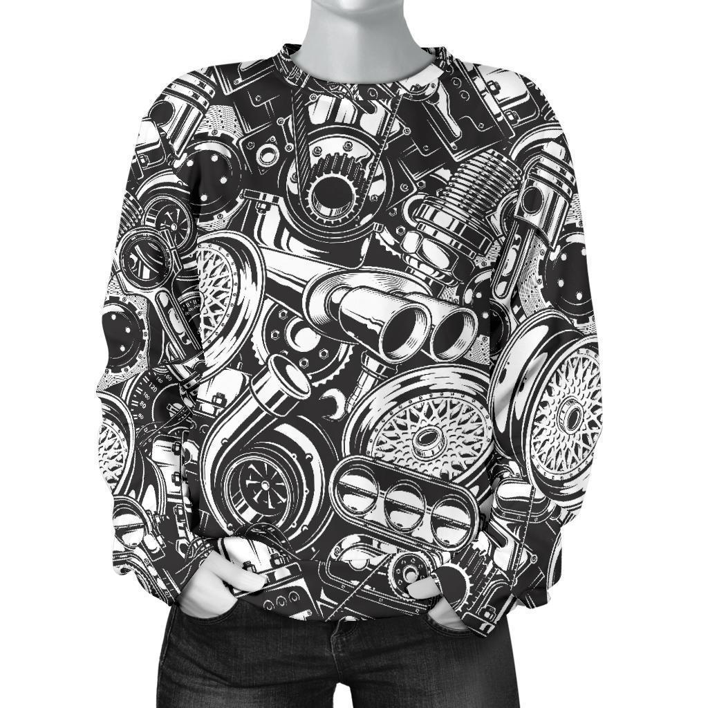 Mechanic Pattern Print Women's Sweatshirt-grizzshop