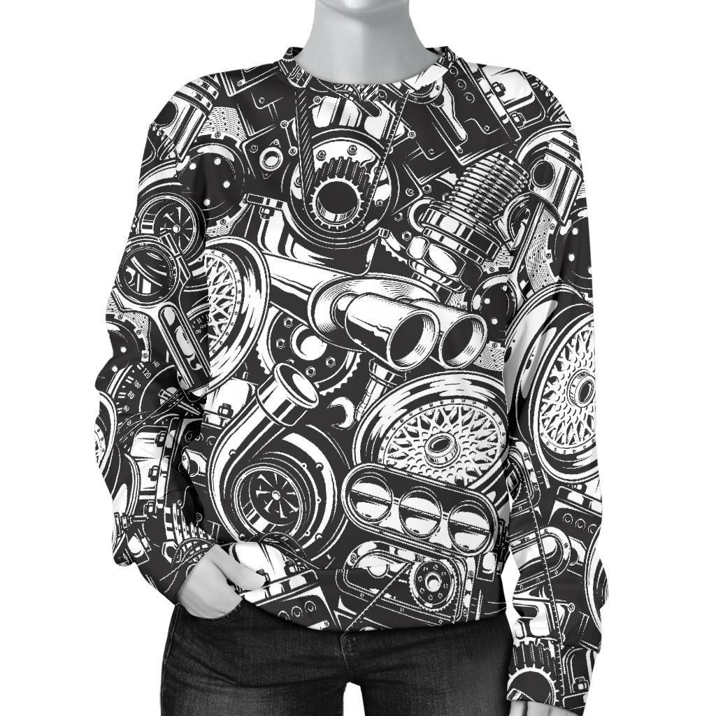 Mechanic Pattern Print Women's Sweatshirt-grizzshop