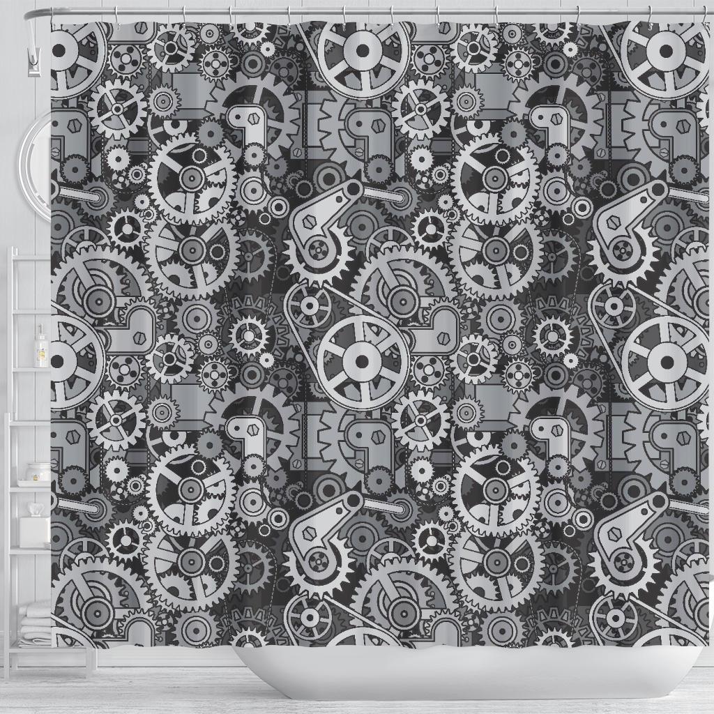 Mechanic Print Pattern Bathroom Shower Curtain-grizzshop