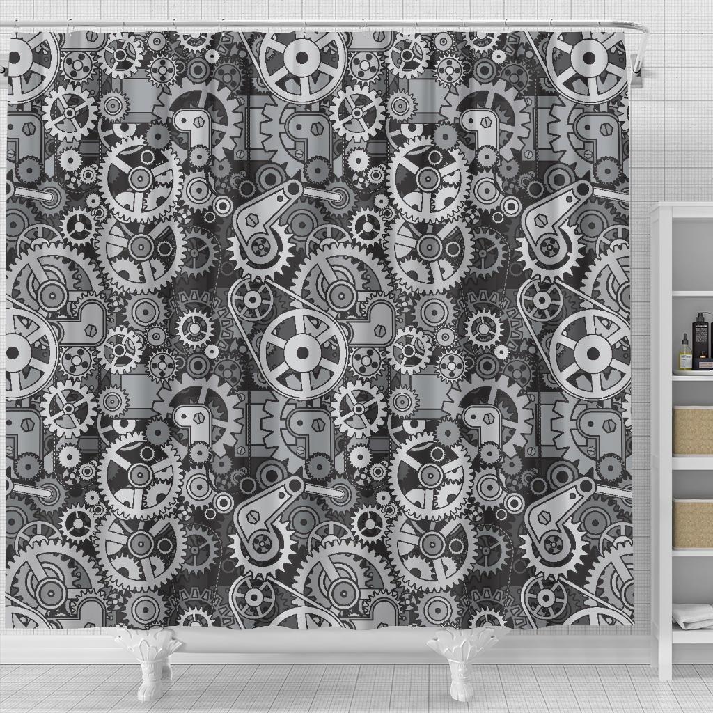 Mechanic Print Pattern Bathroom Shower Curtain-grizzshop