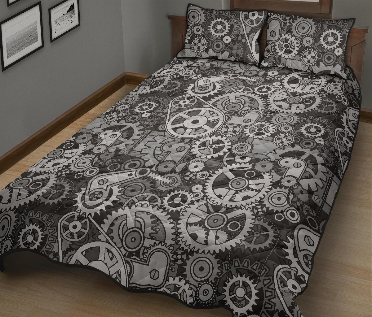Mechanic Print Pattern Bed Set Quilt-grizzshop