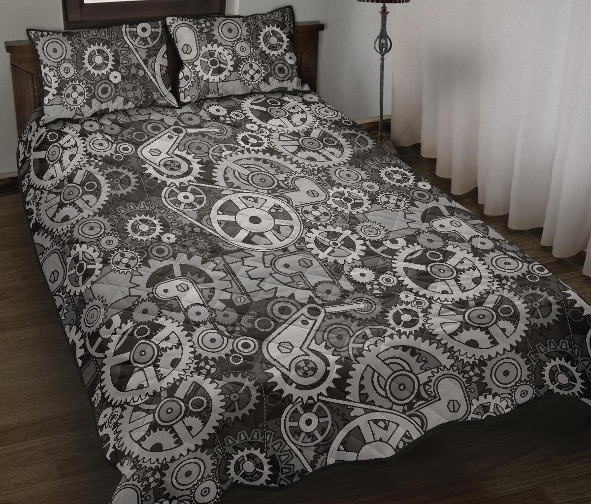 Mechanic Print Pattern Bed Set Quilt-grizzshop