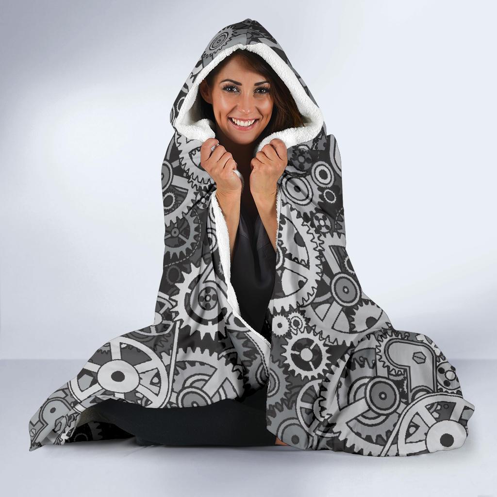 Mechanic Print Pattern Hooded Blanket-grizzshop